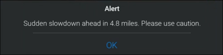 Slowdown alert message