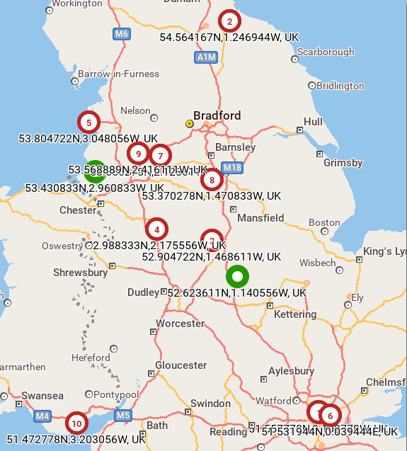 Route Matrix screenshot