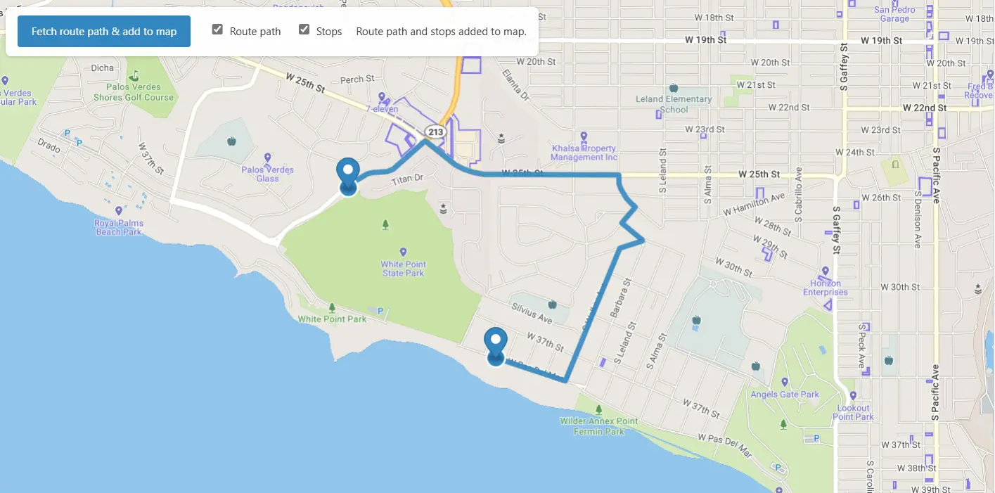 Route path report as map source and layer