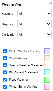 Weather Alert Filter Control