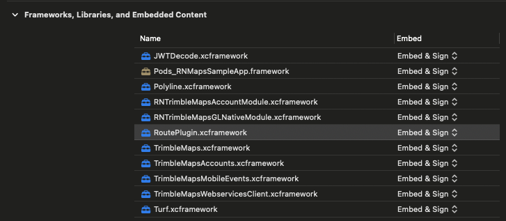 Carthage frameworks