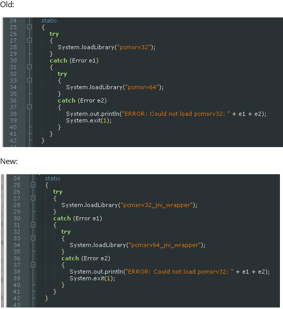 PCMSJava System.loadLibrary Example